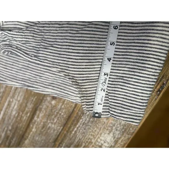 Gap Dress Stripe Button Front V-Neck Sleeveless Lightweight Linen Black Womens S - Picture 7 of 10